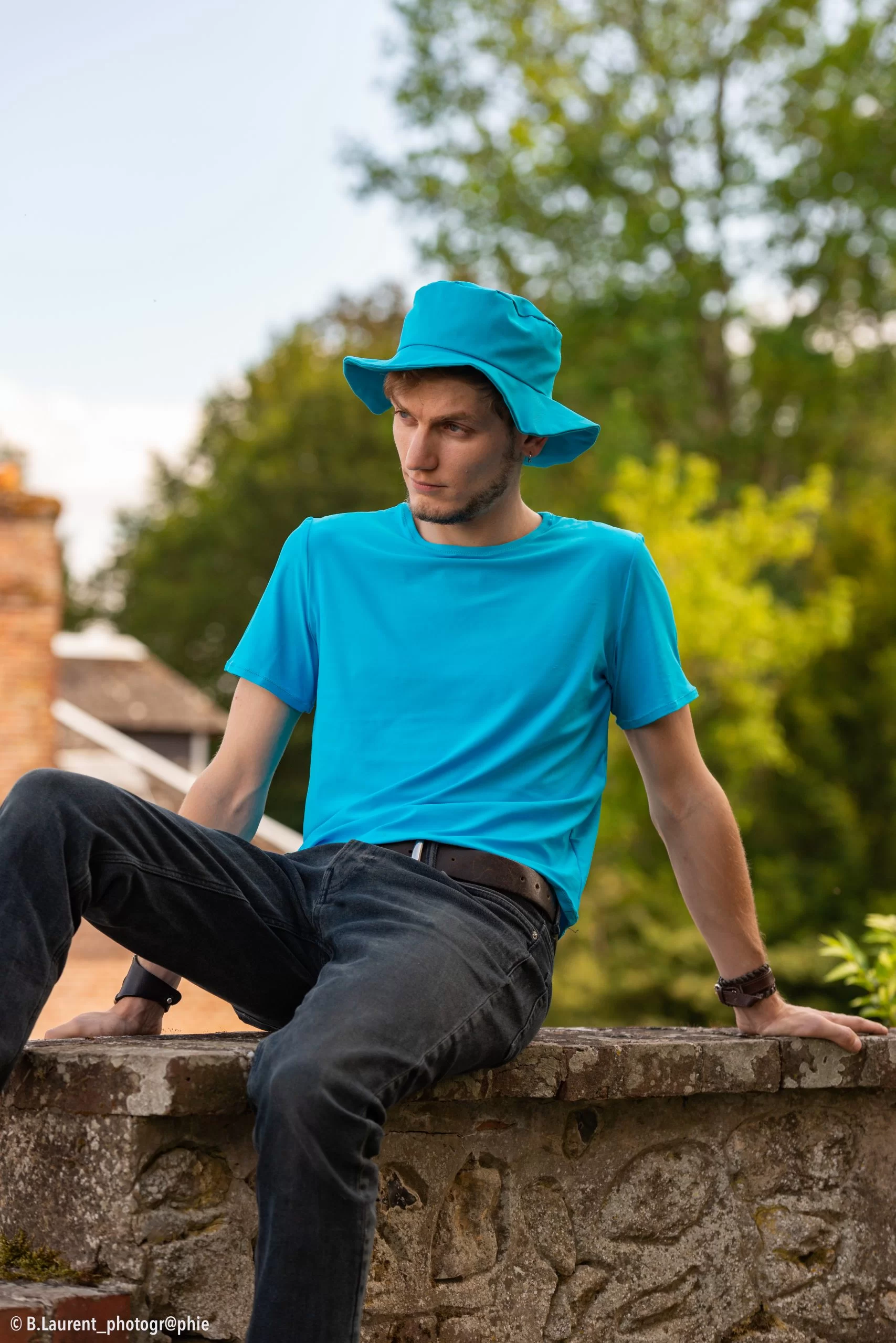 Chapeau de soleil Made in France turquoise uni O sole mio – Image 5