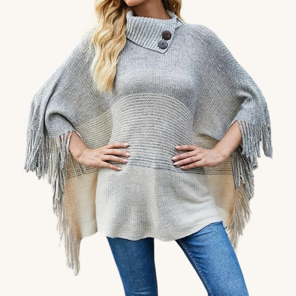 Pull Poncho Col Roulé Femme
