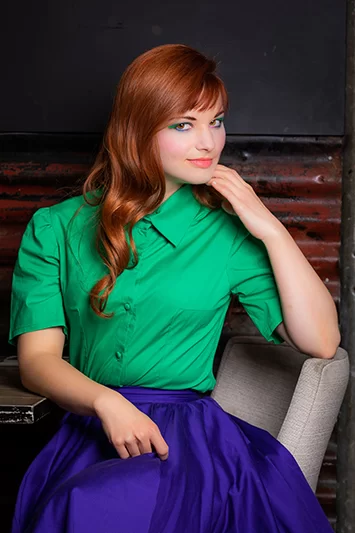 Chemisier Made in France pour femme en coton vert Lady Joker – Image 5