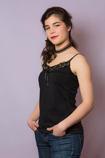 Haut pour femme à bretelles made in France Whitney noir et or