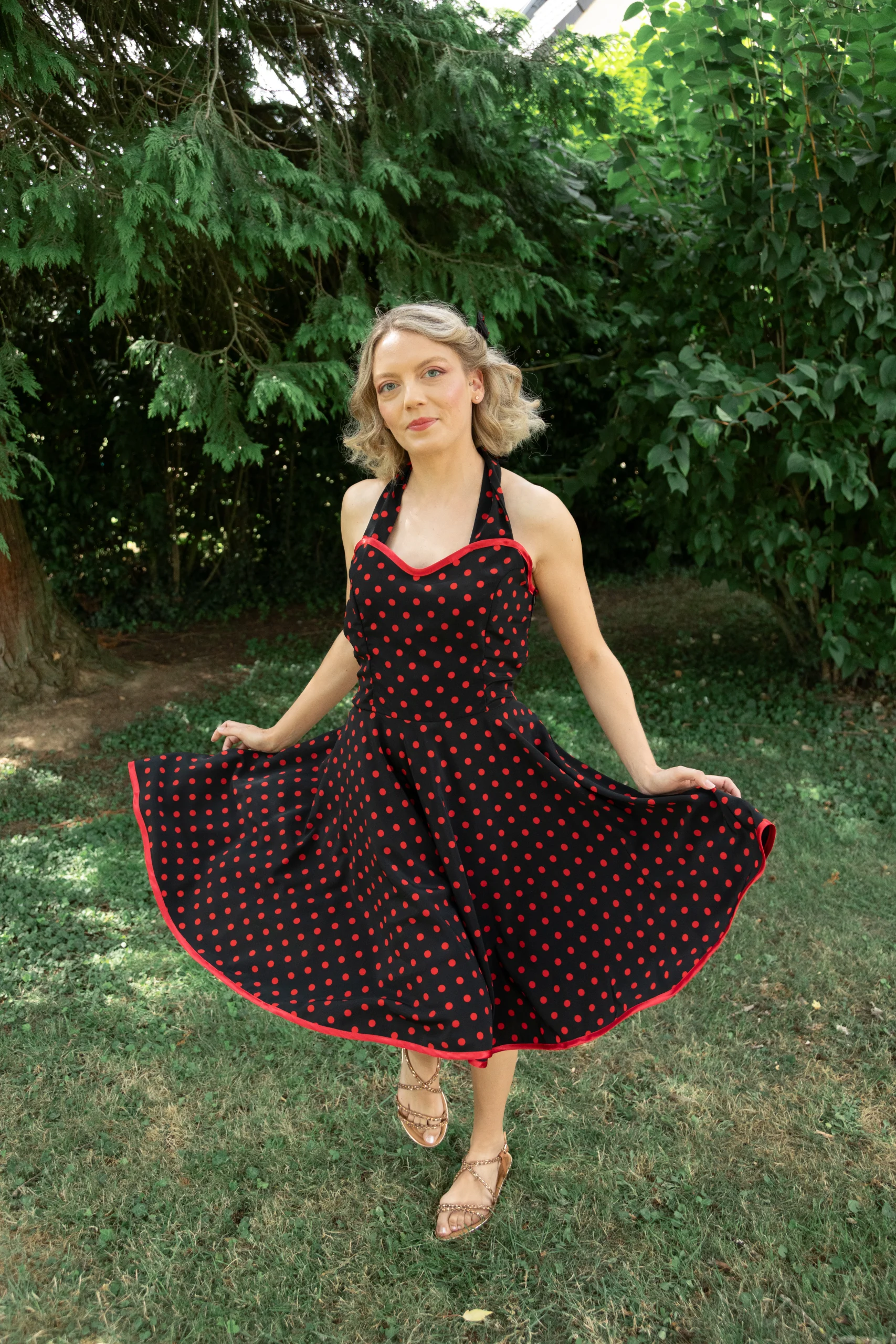 Robe pin up Made in France noire à pois rouges Boogie Woogie – Image 5