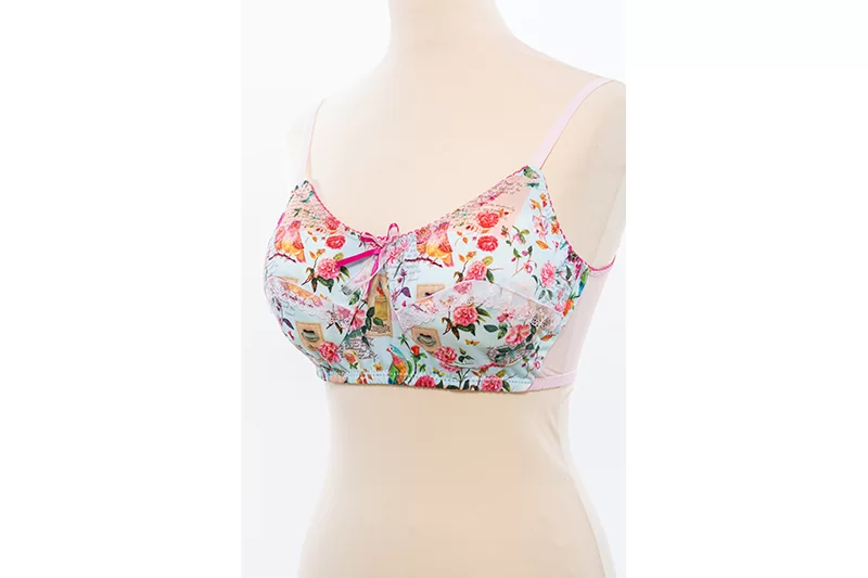 Soutien-gorge Agathe pour prothèses post-mastectomie Made in France imprimé fleurs et oiseaux Fais comme l’oiseau – Image 2
